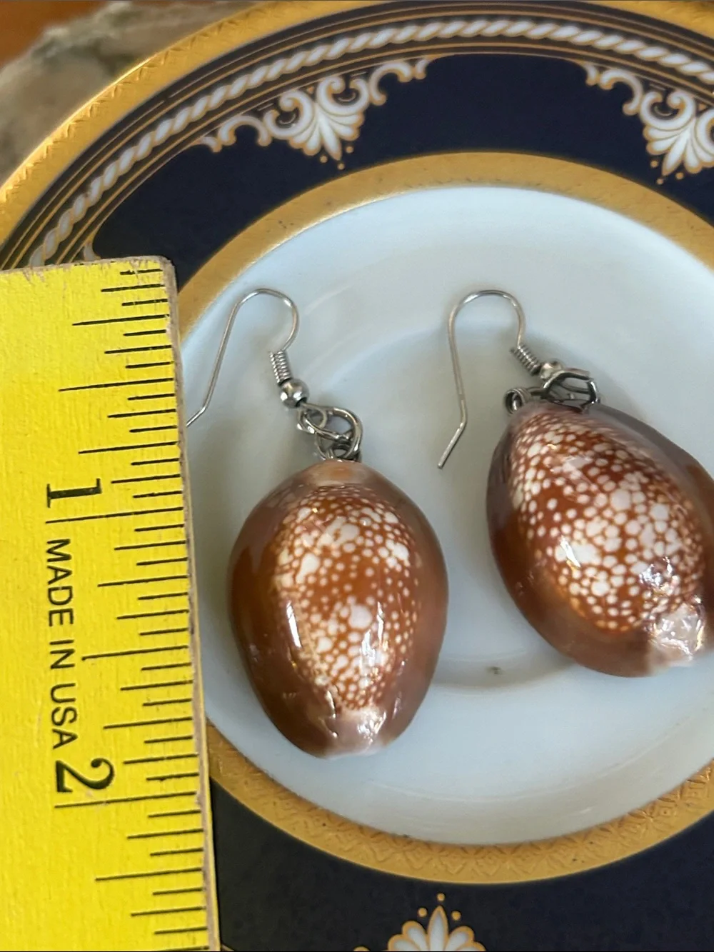 Vintage Snakehead Cowrie Shell Necklace & Earring Set